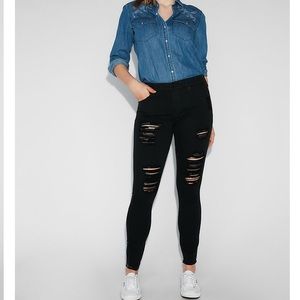 Express mid rise black ripped jeans